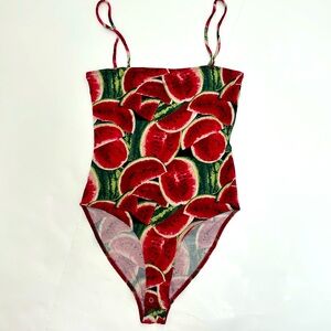 Forever 21 watermelon print bodysuit square neck small
